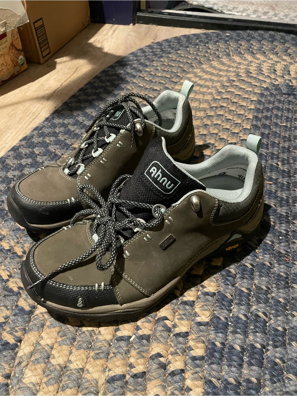 Ahnu Olive Green and Black womens Trail Shoes